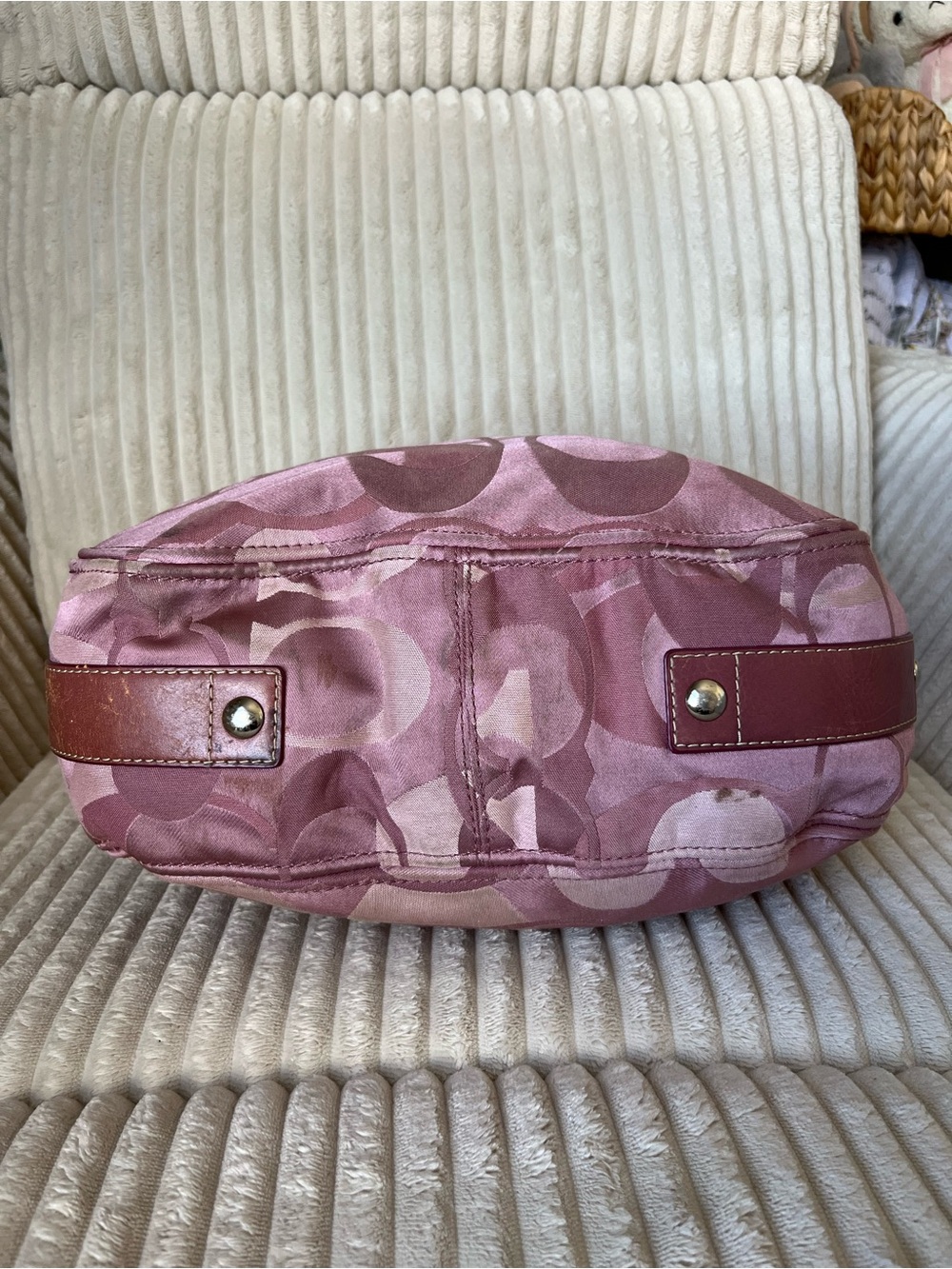 Rare Y2K Vintage Coach Zoe Pink Optic Signature Hobo Bag🌸👛🌷👙🩷🧁 - Picture 5 of 8